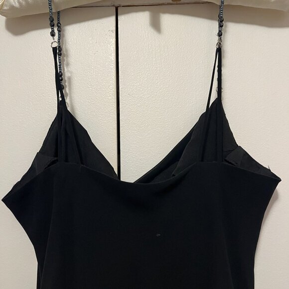 Black chiffon cocktail dress with beaded straps - Picture 11 of 12